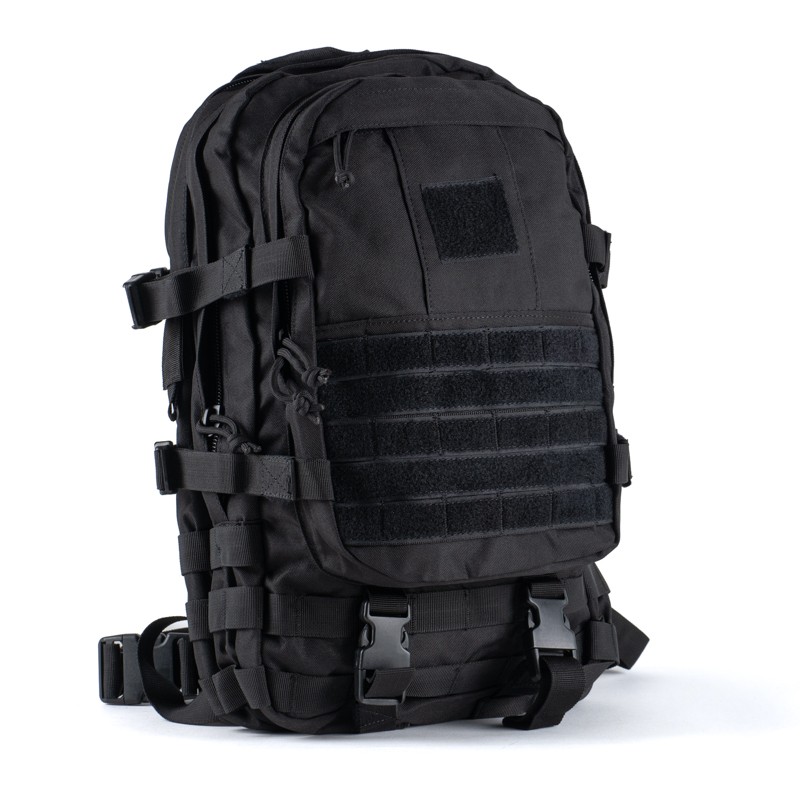 Zaino tactical black RA SPORT 25L in poliestere 600D con sistema MOLLE