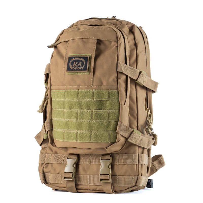 Zaino tactical desert 30L in poliestere 600D con sistema MOLLE e schienale imbottito