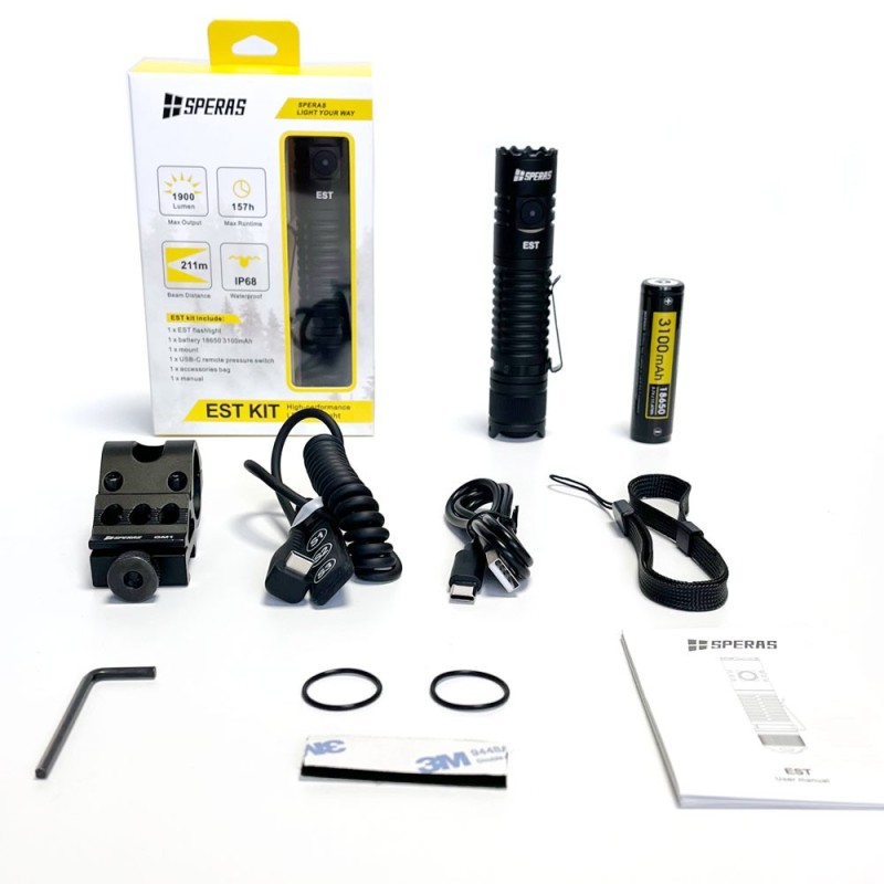Torcia Est kit fucile | compatta, 1900 lumen, 211 m di portata